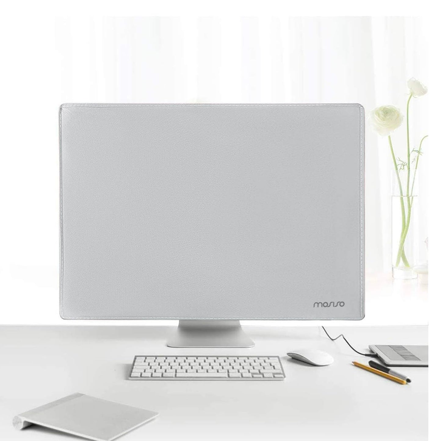MOSISO Monitor Dust Cover 22, 23, 24, 25 inch Anti-Static Dustproof LCD/LED/HD Panel Case Computer Screen Protective Sleeve Compatible with iMac 24 inch, 22-25 inch PC, Desktop and TV, Gray