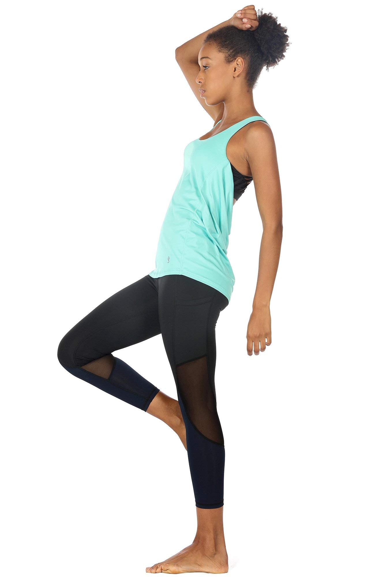 icyzone Yoga Tops Workouts Clothes Activewear Built in Bra Tank Tops for Women (XL, Florida Keys)