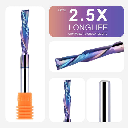 SpeTool 5-Piece Carbide Spiral Downcut CNC Router Bits Set, 1/8 Inch Cutting Dia 1/8 Inch Shank with TAC Coated End Mill Bit for Wood Carving Engraving Tool