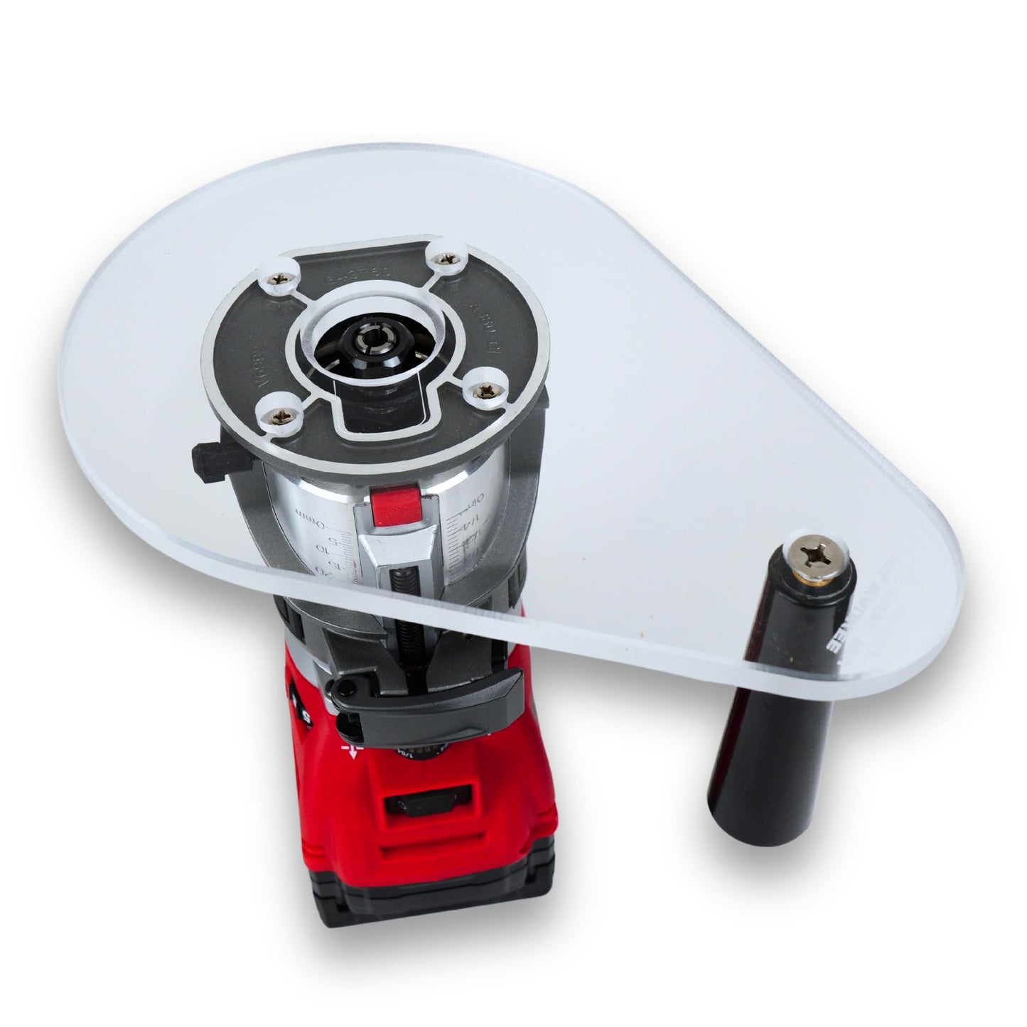 WOOD GRAIN JUNKIE® TrimFit Pro® 6”x9” Single Grip Router Base Plate Compatible with Milwaukee M18 FUEL 2723-20 – Pre-Drilled, 3/8” Thick Clear Cast Acrylic Router Base Accessory, Made in USA