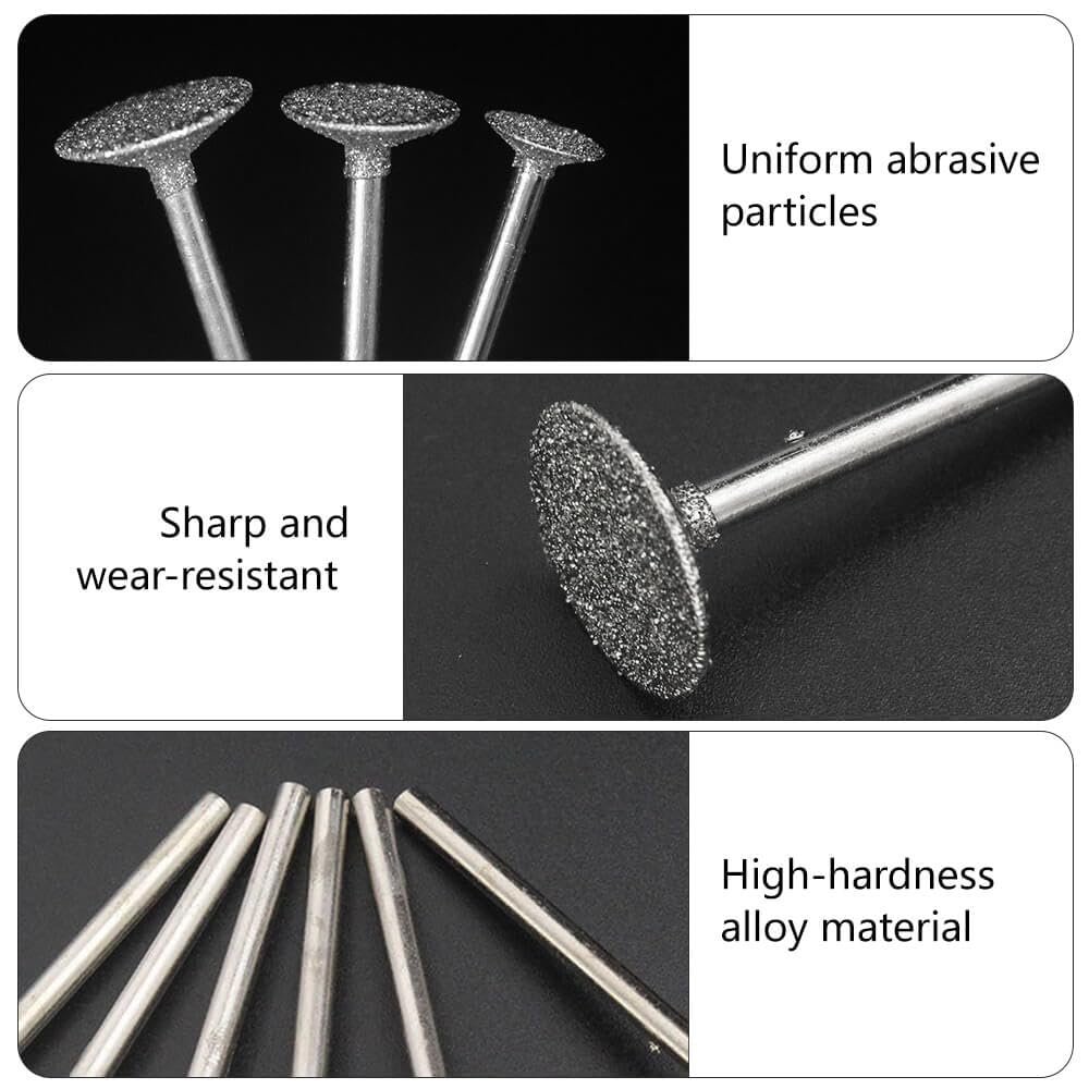 Hanboost 12Pcs Diamond Grinding Burr Kit, 2.35mm Shank S2 Rotary Tool Accessories with 0.5-10mm Inverted Trapezoidal Bits for Carving, Engraving, Grinding, Stone, Rocks, Jewelry, Glass, Ceramics