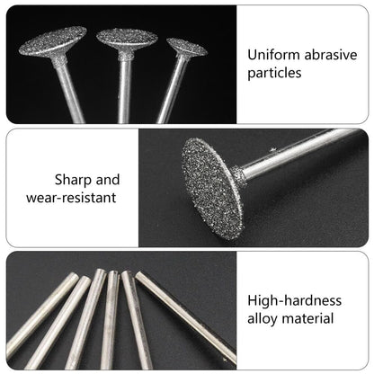 Hanboost 12Pcs Diamond Grinding Burr Kit, 2.35mm Shank S2 Rotary Tool Accessories with 0.5-10mm Inverted Trapezoidal Bits for Carving, Engraving, Grinding, Stone, Rocks, Jewelry, Glass, Ceramics