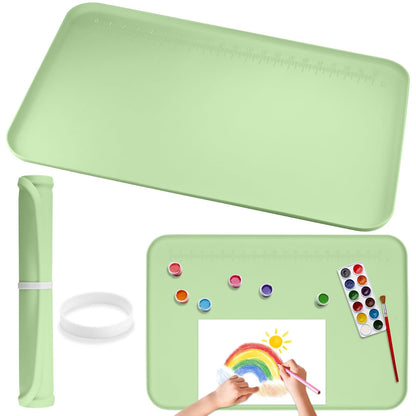 YAMJUG Silicone Mat for Crafts, 24" x 16" Painting Art Mat for Kids with Raised Edges, Silicone Paint Mats for Crafts, Clay, Jewelry-Making & Resin