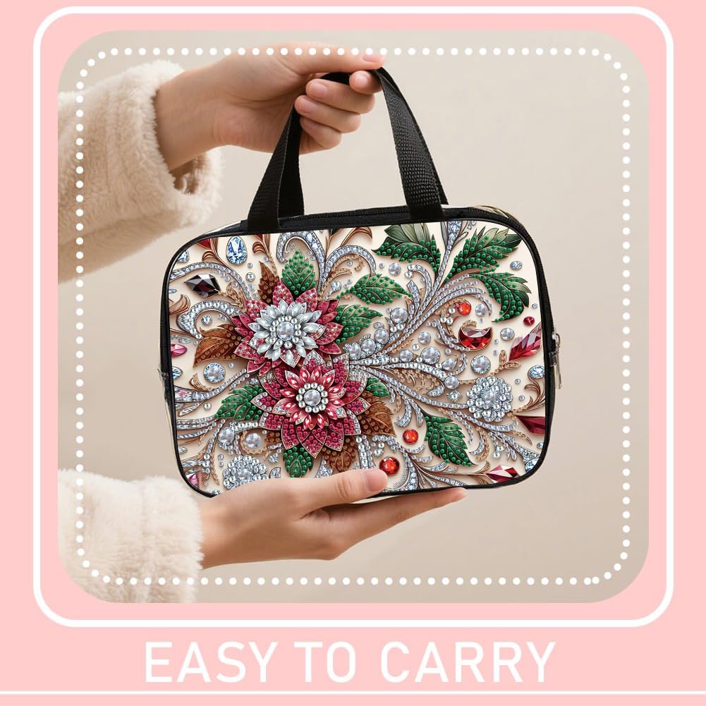 LSQFS DIY Diamond Painting Toiletry Bag, Large Clear PVC Cosmetic Organizer, Portable Travel Makeup Pouch with Rhinestone Decor, Diamond Art Kit for Adults, Ideal Gift for Women and Craft Lovers