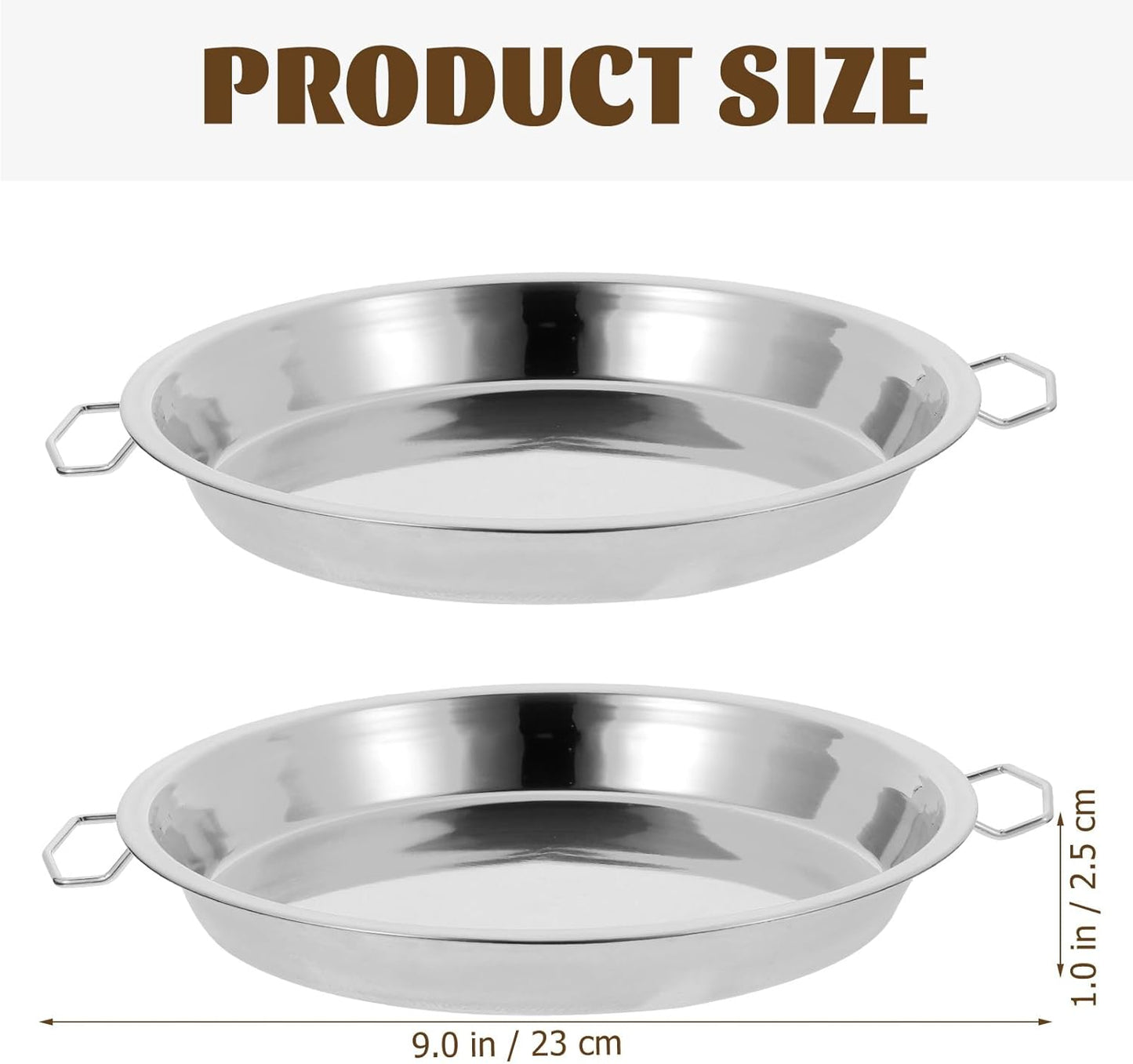 Luxshiny 2PCS Stainless Steel Roasting Pan, Round Baking Tray for Pizza and Turkey