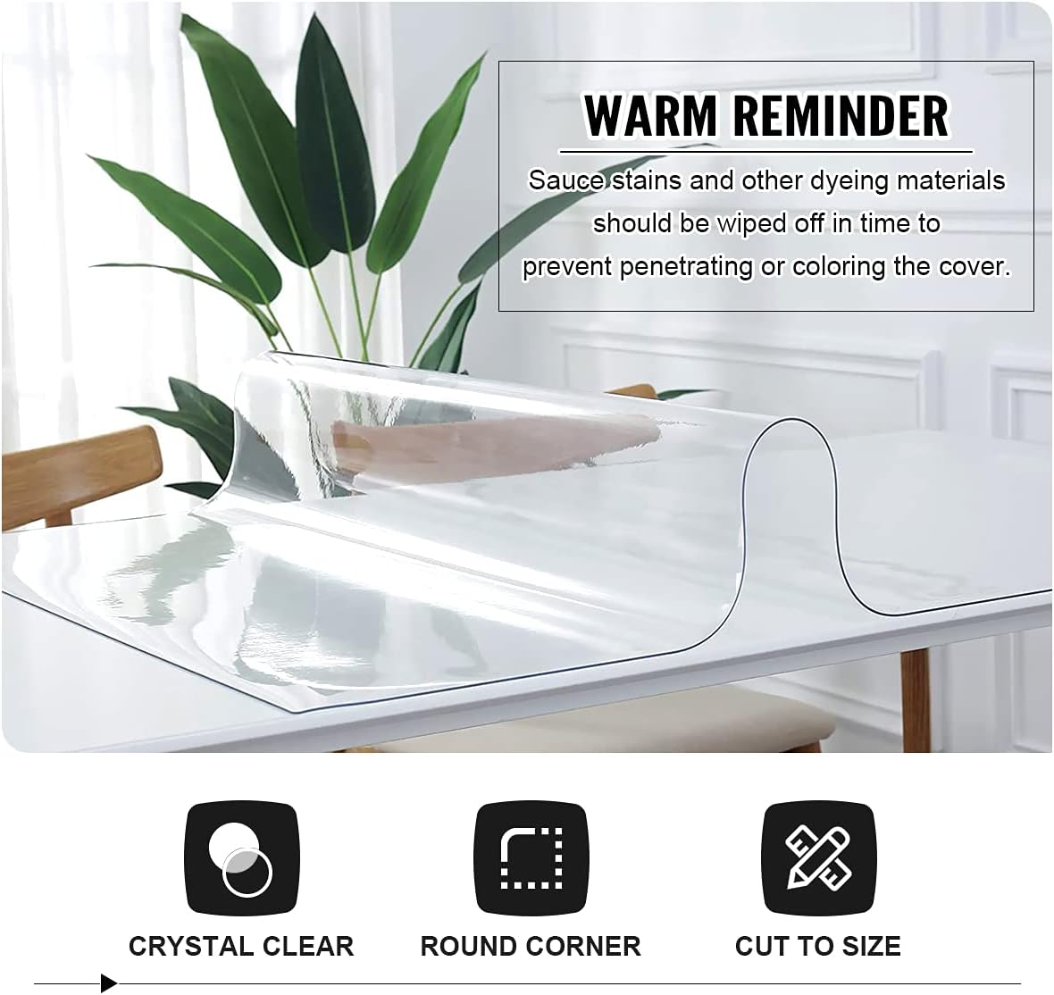 Clear Table Protector 2mm Thick 12 x 12 Inch, Waterproof Desk Pad for Writing Desk, Coffee Table, Dresser Protector
