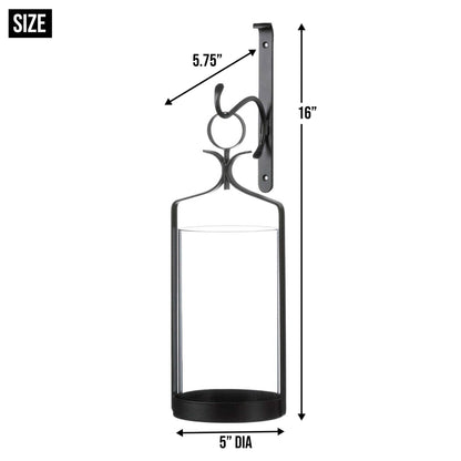Zingz & Thingz Romantic Metal Wall Sconce Candle Holder, 5x5.625x16, Hanging Hurricane