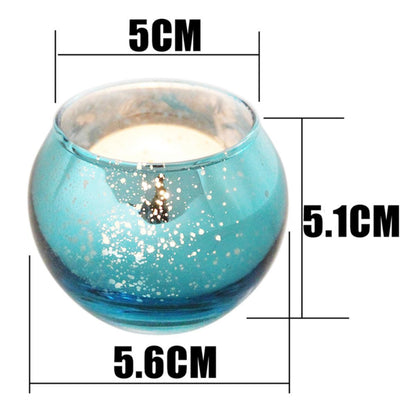 VICASKY 12pcs Blue Patterned Glass Candle Holders Hollow Decorative Candle Cups for Home Wedding Centerpieces Modern Round Sphere Design