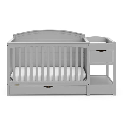 Graco Bellwood 5-in-1 Convertible Crib & Changer with Drawer - GREENGUARD Gold Certified, Full-Size Storage Drawer, Converts to Toddler Bed (Pebble Gray)