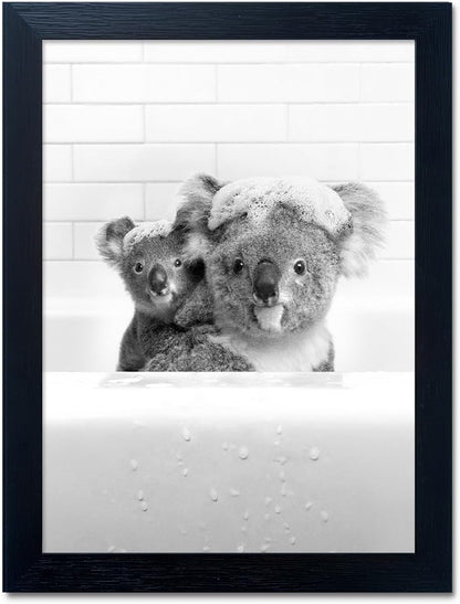 Yecohom Art Black and White Bathroom Decor Animals Koalas Wall Art Funny Animal Pictures Artwork for Kids Room Take