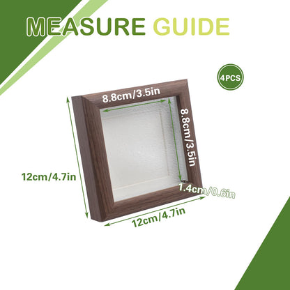 4 PCS 4x4 Shadow Box Picture Frame, Small Display Frame with Glass Cover, Wall Mounted & Tabletop, for Mini Flower, Stamp, Photos, Memorabilia, Crafts, Badges, Shells