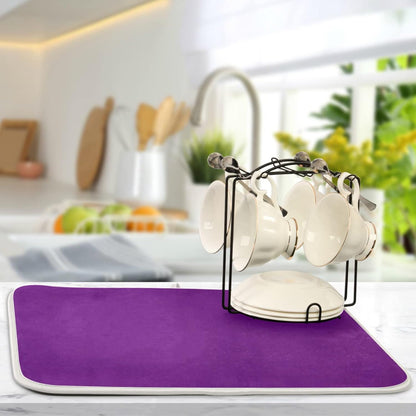 Deep Purple Dish Drying Mat for Kitchen Counter, 18 x 24 Inch Absorbent Microfiber Dry Dishes Pad for Decor