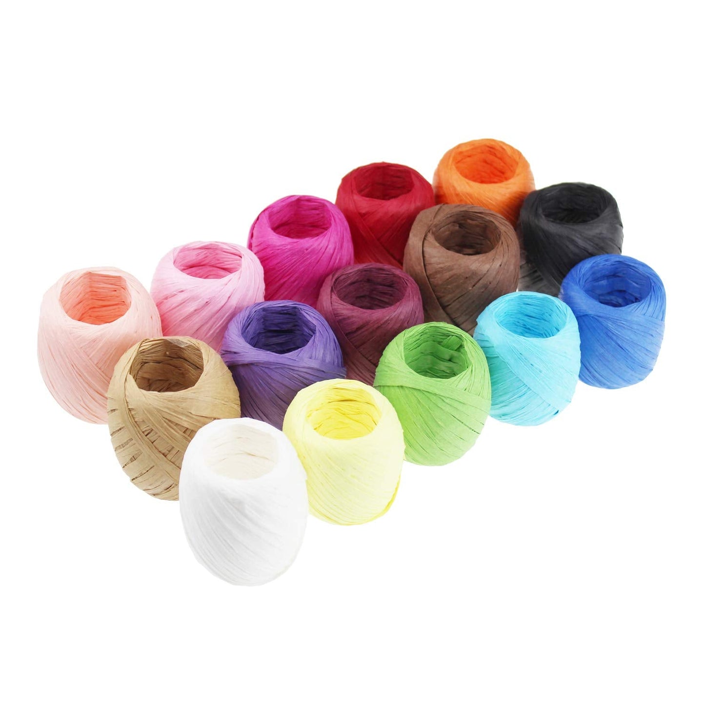 Raffia Paper Ribbon Twine Strings 15 Rolls 15 Colors Set for DIY Craft Gift Box Packing