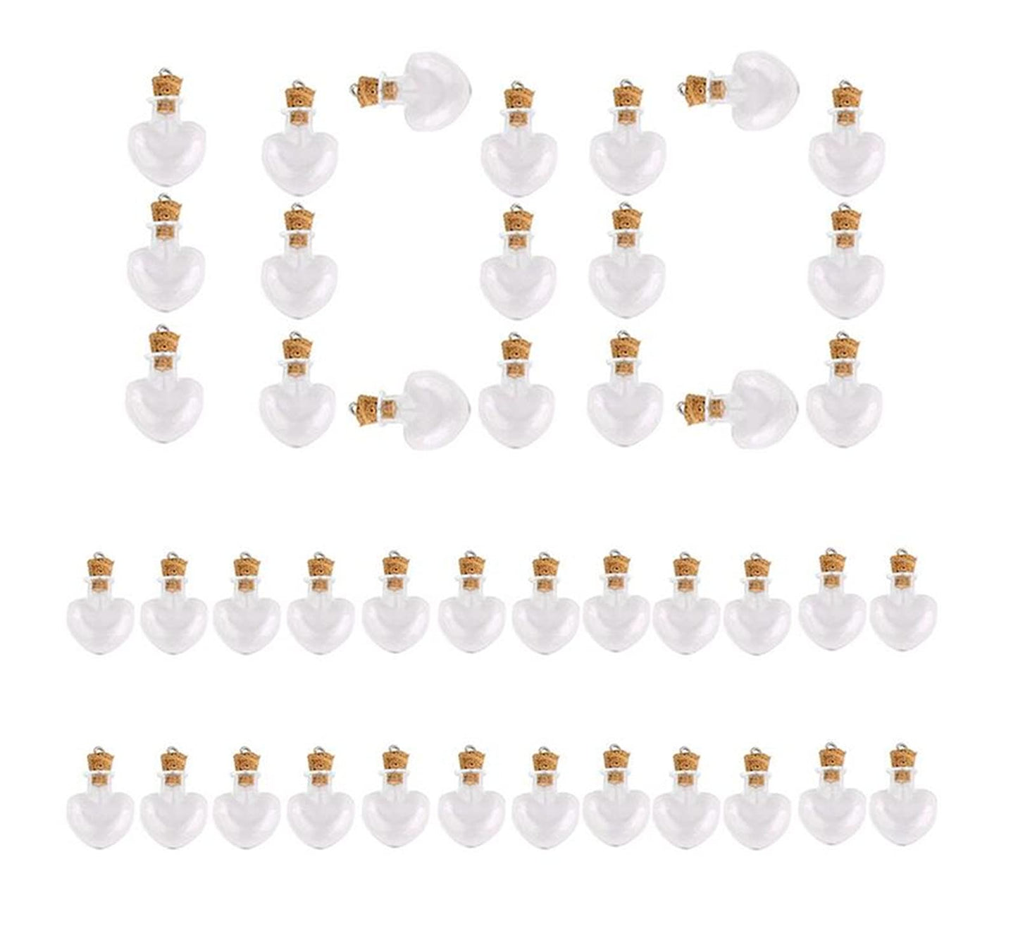 Mini Glass Jars with Cork Stoppers - Tiny Heart-Shaped Bottles for Party Wedding Decor & Jewelry Making (100)