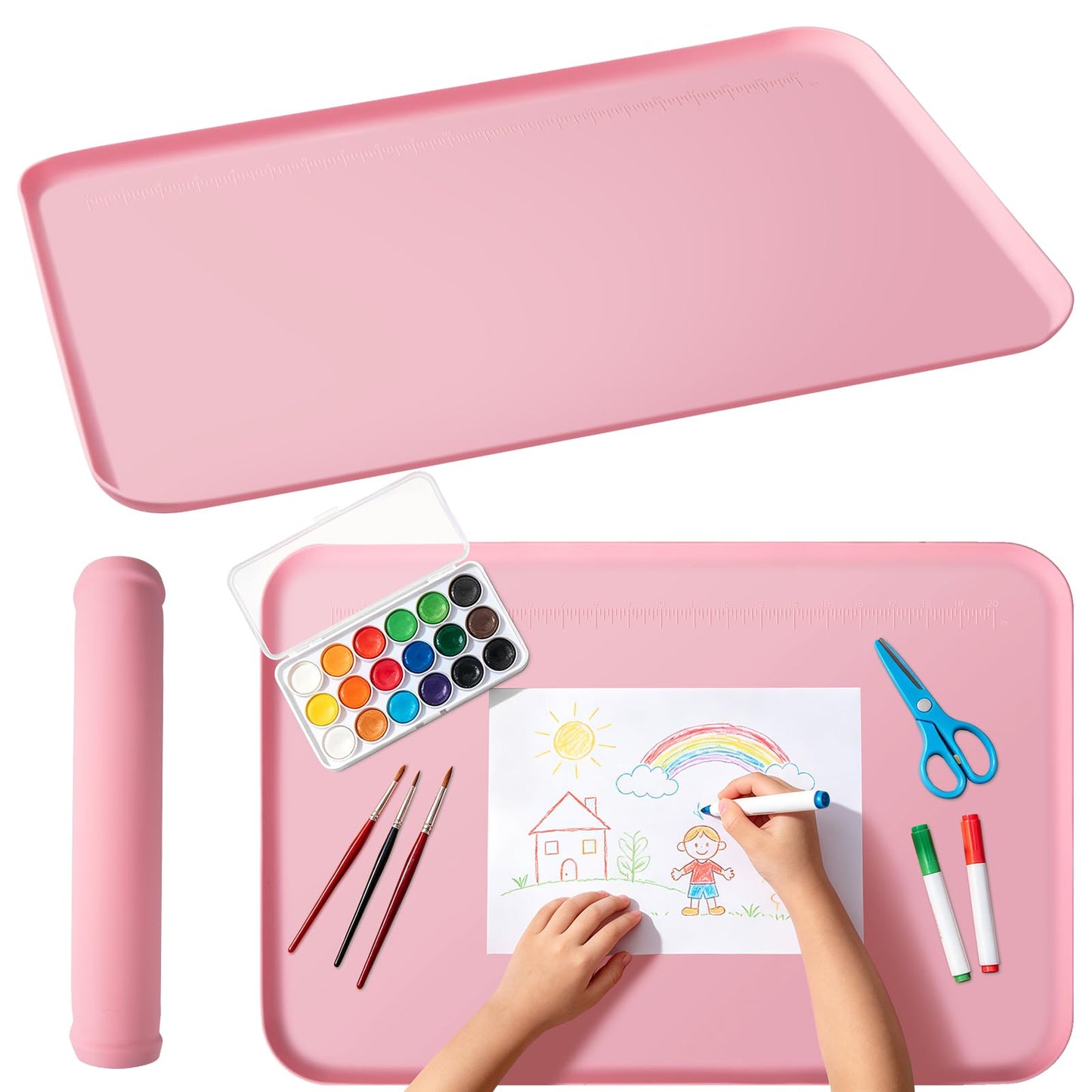 Silicone Art Mat for Crafts, 24"x16" Silicone Painting Mat to Keep Clean Protects Surfaces Perfectly for Crafts, Legos, Resin & Jewelry-Making, DIY Crafts Mat