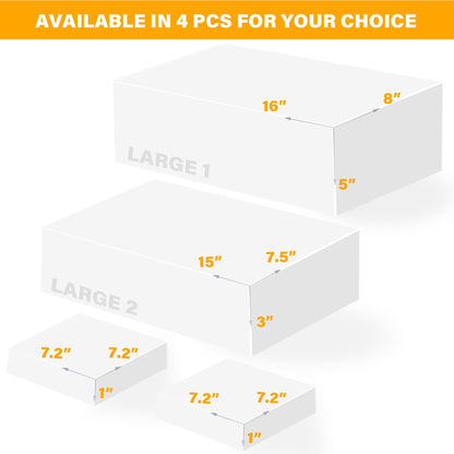 NBTORCH Large Buffet Risers Set of 4, 16"x8"x5" Display Stands, White Acrylic Food Risers for Party, Dessert Table, and Catering, Nesting and Stackable Display Risers
