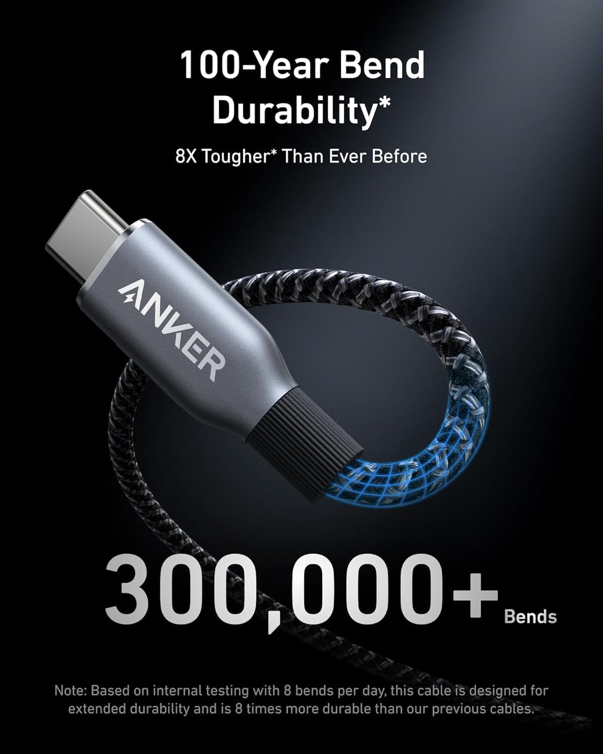 Anker Prime USB C to USB C Cable, 240W Fast Charging Cord, Upcycled-Braided Nylon with 100-Year Bend Durability for iPhone 17 Series, MacBook, Galaxy S24(6 FT)