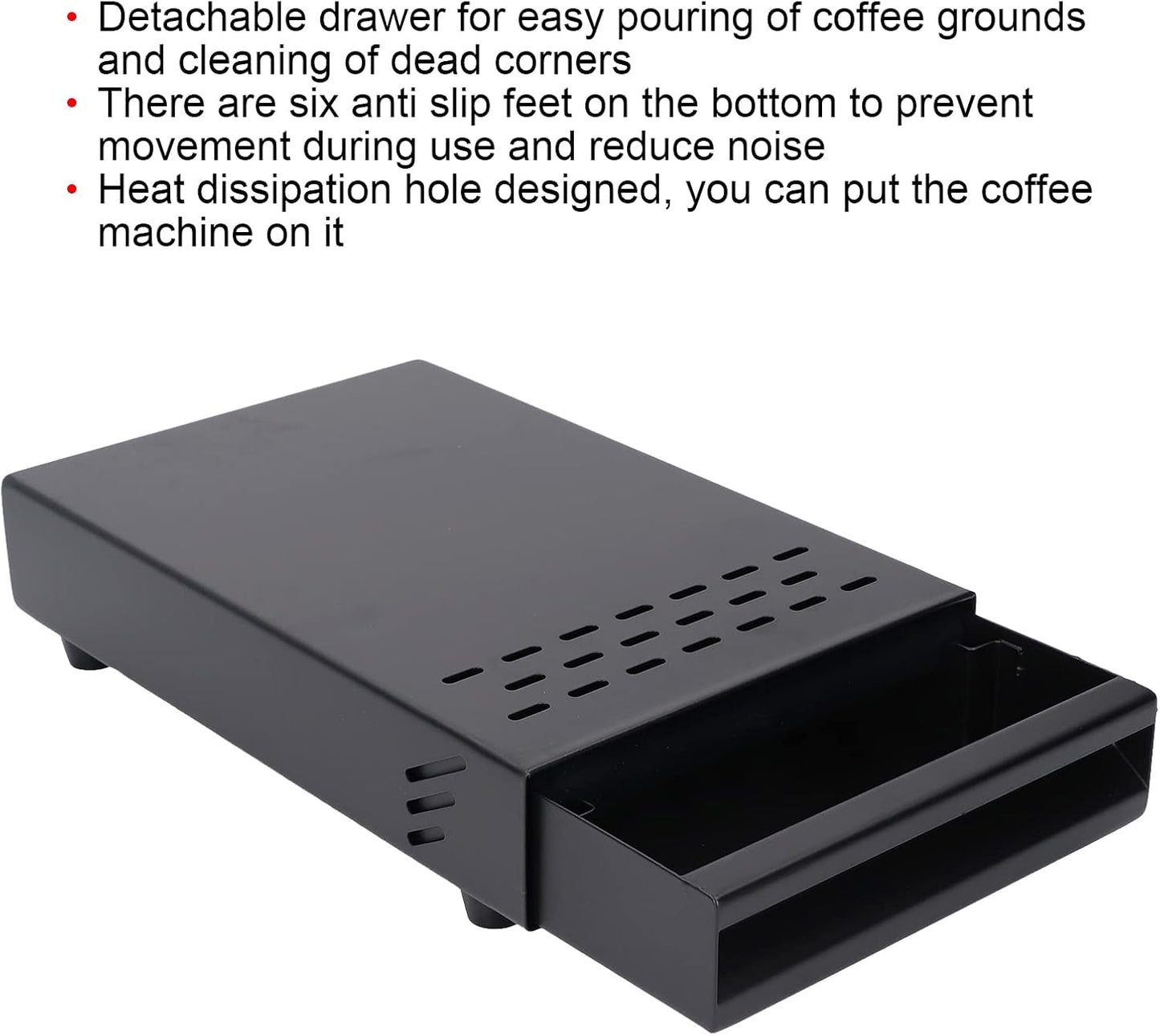 Coffee Knock Box Drawer, Stainless Steel Thickened for Discarded Coffee Grounds, 7.1 x 11 x 2 in (Black)