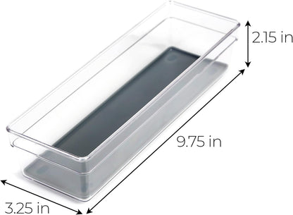 Smart Design Plastic Drawer Organizer, 9 x 3 Inch, BPA Free, Makeup Tray, Kitchen Storage Bin, Gray