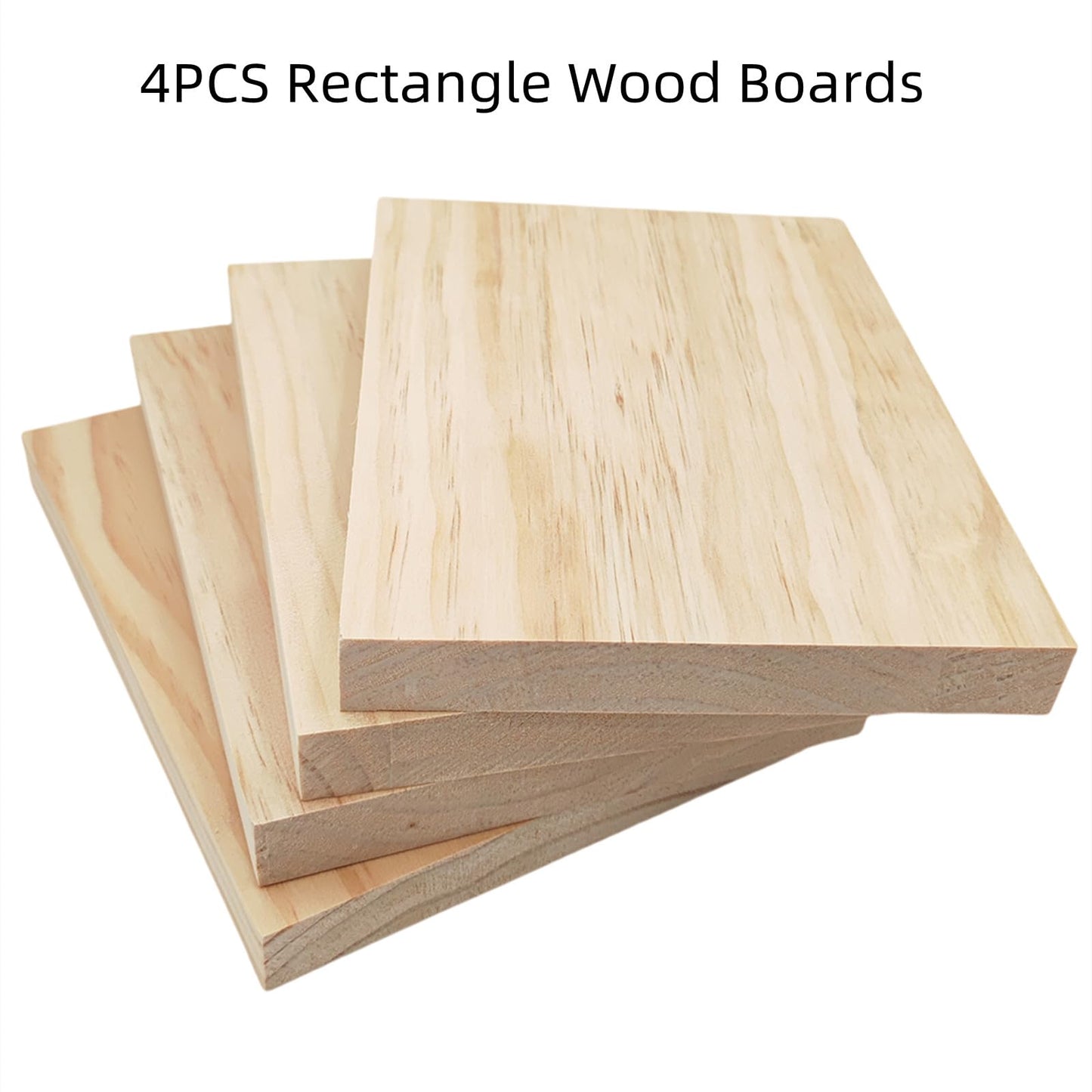 4PCS Rectangle Wood Boards Unfinished Wood Blocks for Crafting, 8x6x0.8in Blank Whittling Wooden Blocks for Wood Carving,Painting & Burning