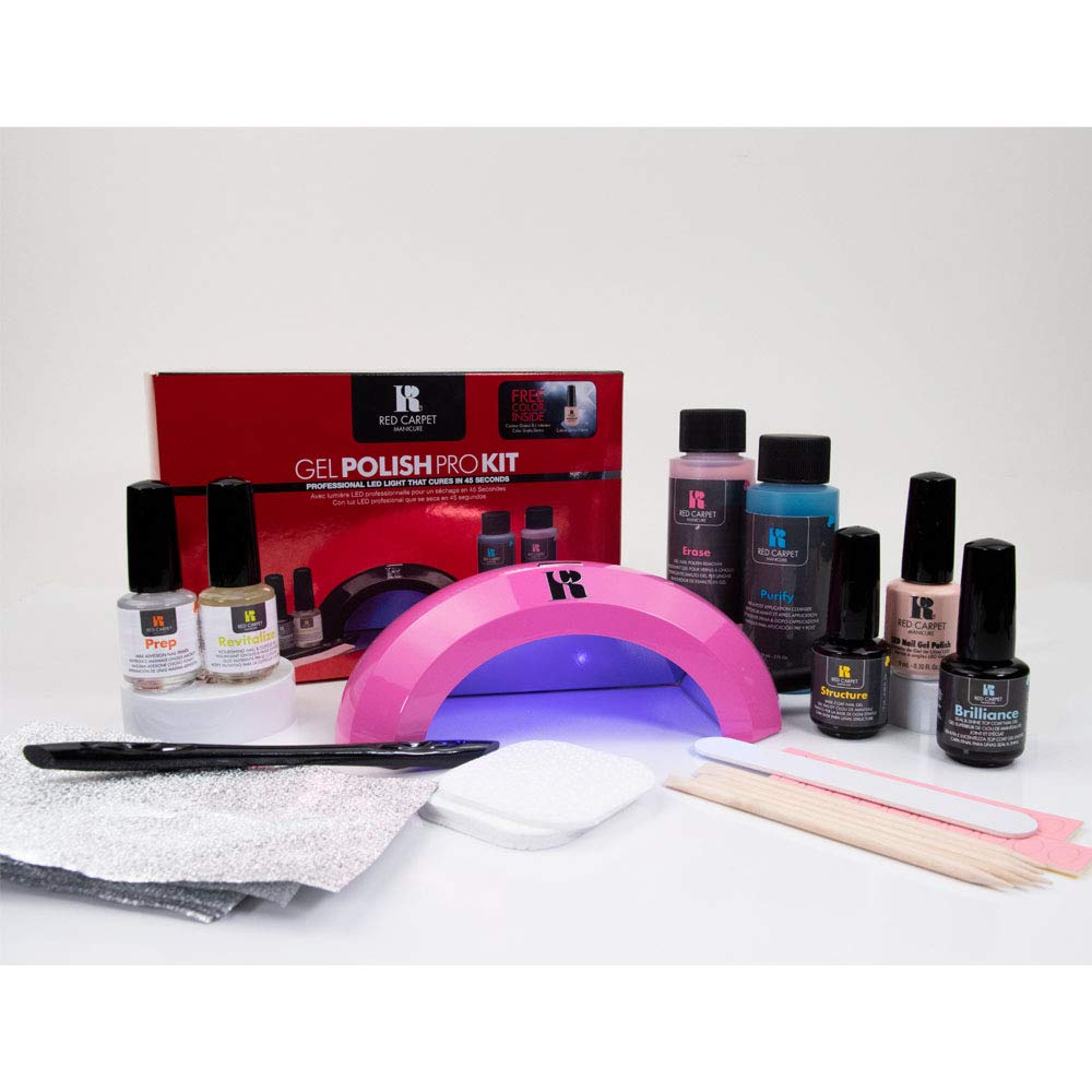 RC Red Carpet Manicure Pro Kit – Complete Gel Nail System with Black Pro LED Light, Long-Lasting, Chip-Resistant Gel Nails Manicure Kit for Healthy, Glossy Nails at Home.