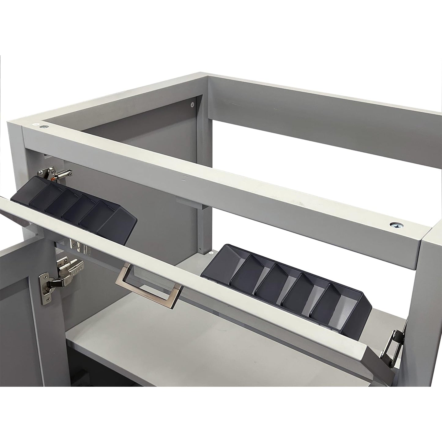 24" Light Grey Bathroom Vanity Base Only – Freestanding Solid Wood Sink Cabinet with Tip-Out Drawer, Shaker Style Storage, No Top or Sink, 24" W x 21" D x 34.5" H