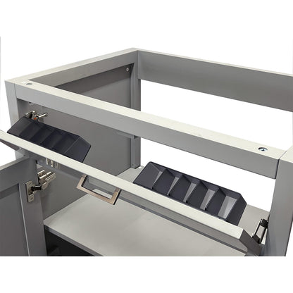 24" Light Grey Bathroom Vanity Base Only – Freestanding Solid Wood Sink Cabinet with Tip-Out Drawer, Shaker Style Storage, No Top or Sink, 24" W x 21" D x 34.5" H