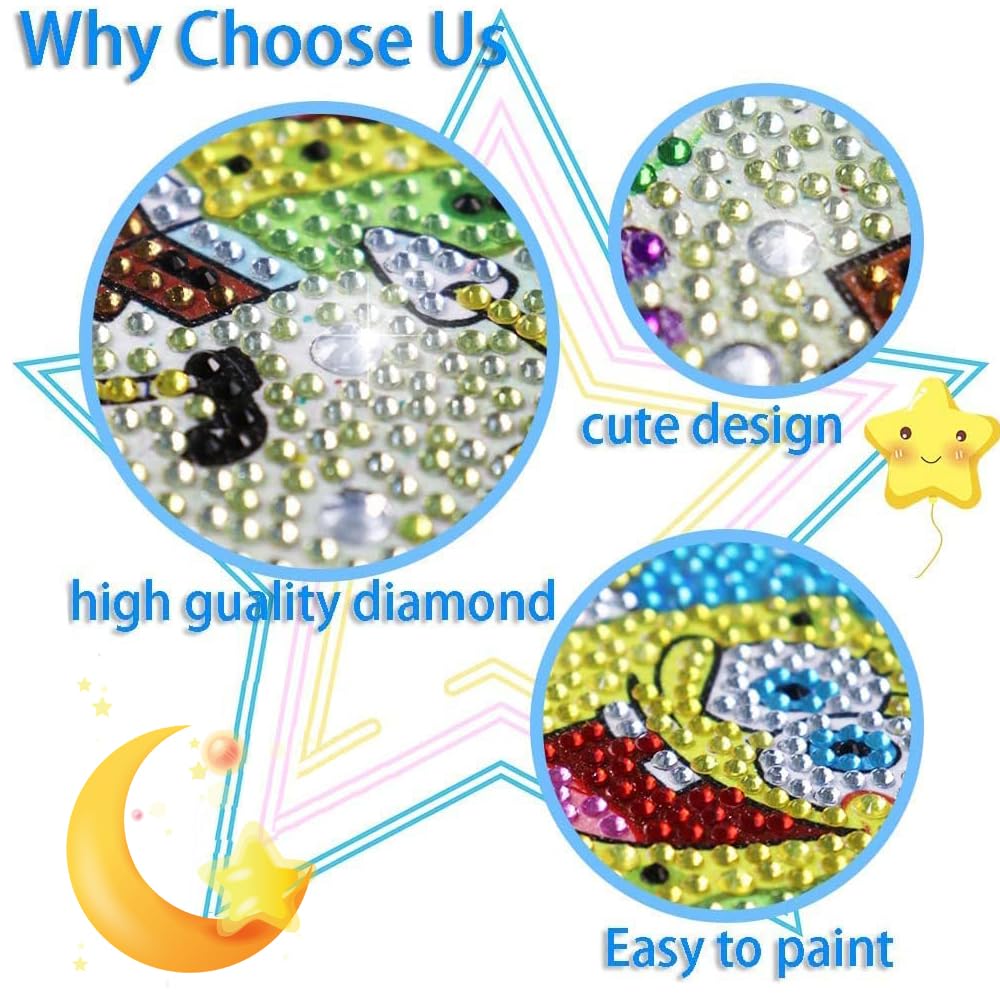 PERFECTSIGHT Cute 5D Diamond Art Kits, Kawaii DIY Painting Art for Adults Teen, 4 Pack Diamond Arts and Crafts Sets, Big Gem Full Drill Diamond Dots for Women (Animal)