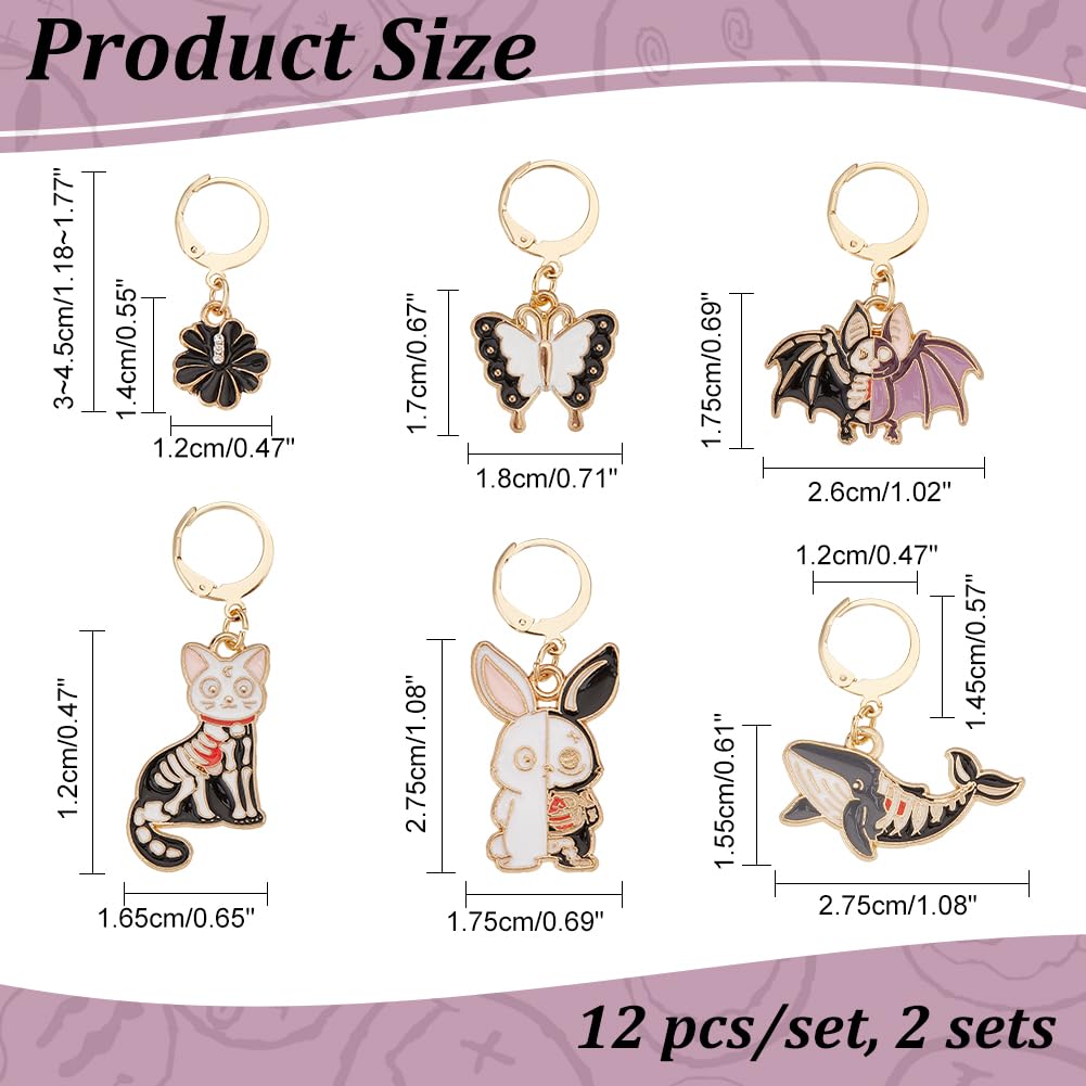 NBEADS 24 Pcs 6 Styles Enamel Crochet Stitch Markers, Removable Leverback Hoop Locking for Knitting, Weaving, Sewing, Needleworks, and Jewelry Making