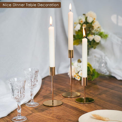 KDJFIIH Gold Candlestick Holders - Bulk Decorative Metal Candelabra for Taper Candles - Fit 0.8 Inch Diameter - Gold Taper Candle Stands for Wedding Home Party Table Decor (Set of 18)