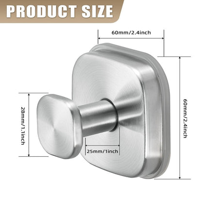 Fenas No-Drill Reusable Suction Cup Hooks, 2-Pack Brushed Nickel – Towel, Robe, Loofah, Coat Hook for Glass, Mirror, Tile, Shower, Bathroom, Kitchen & Metal (Smooth, Non-Porous Surfaces)