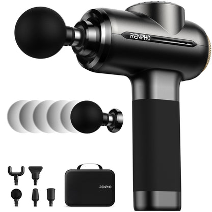 RENPHO Massage Gun Deep Tissue with 12mm Amplitude, Percussion Muscle Massage Gun, Portable Electric Handheld Massager Gun, LED Touch Display Carry Case Power