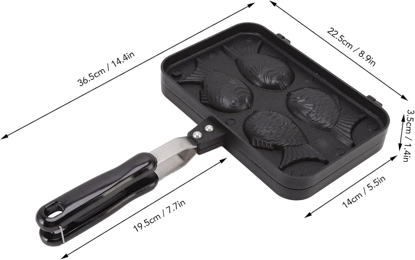 Taiyaki Pan, Fish Shape Waffle Maker, Non-Stick Double Pancake Maker for Home and Commercial Waffles Baking