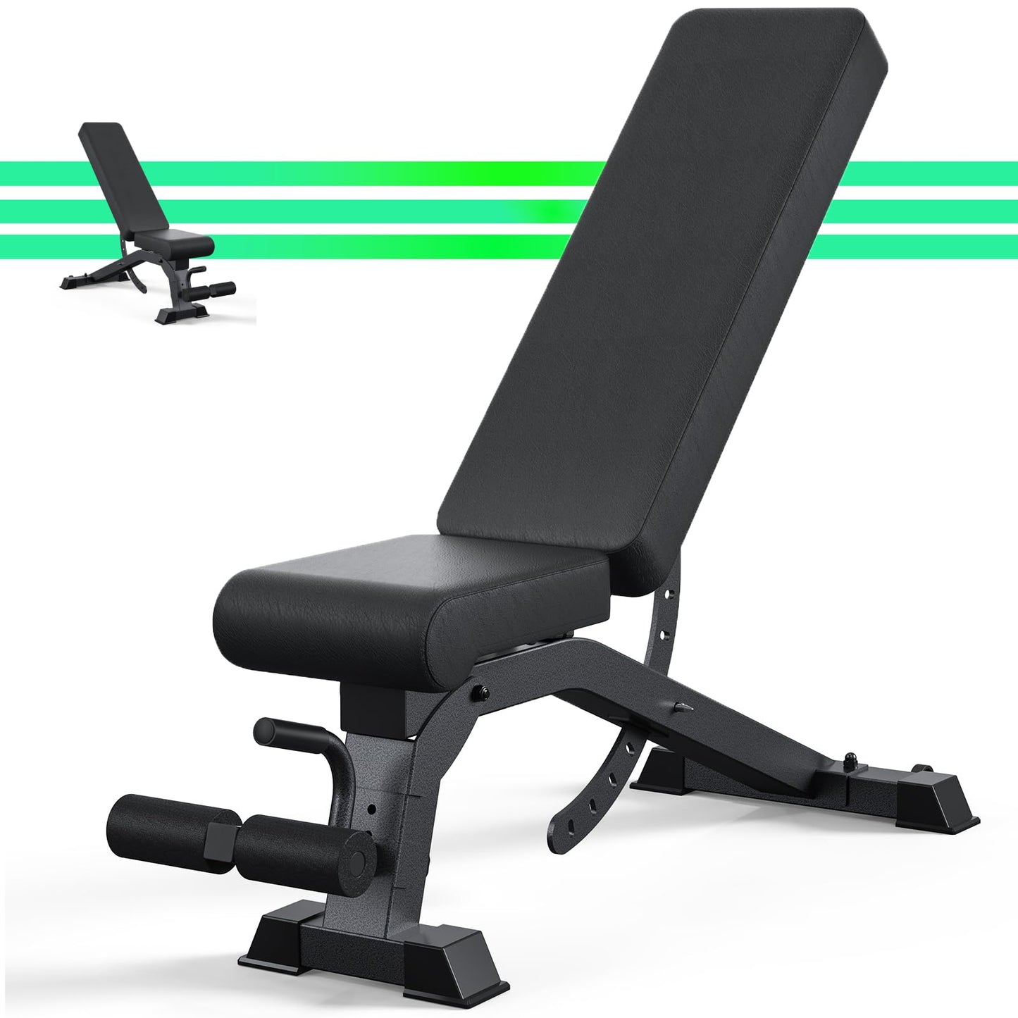 Adjustable Weight Bench with 12x4x4 Positions, 1200LB Heavy Duty Workout Bench for Home Gym, Commercial Incline-Flat-Decline Bench Press for Full Body Fitness, Fully Upright Backrest with 4 Suitable Leg Rest Gears