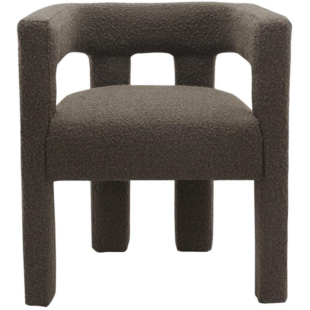 Meridian Furniture Athena Collection Modern | Contemporary Boucle Fabric Upholstered Accent | Dining Chair, 25" W x 21" D x 27" H, Brown