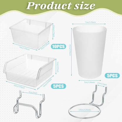 20 Pcs Pegboard Organizer Accessories Clear Peg Board Bins and Cups with Hooks and Loops Kit Pegboard Baskets Set for Craft Room Garage Workshop Workbench Office