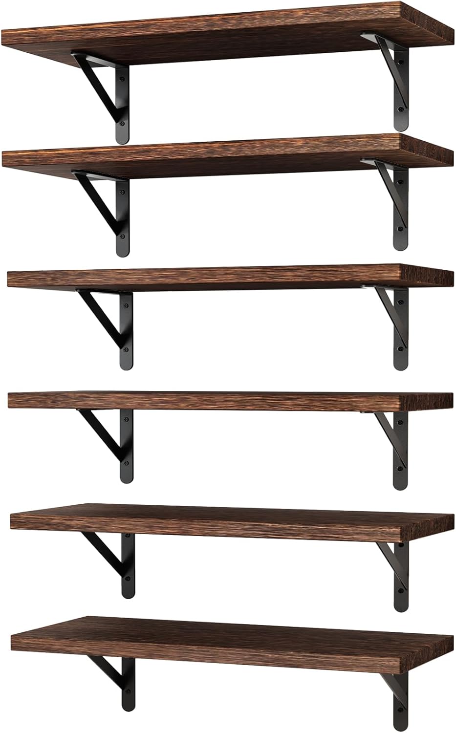 16.5 Inch (Set 6 YGEOMER Brown Floating Shelves for Wall, Farmhouse Wall Shelves for Bedroom, Bathroom Storage, Living
