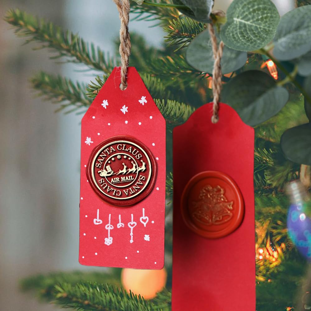 WUERLIN Christmas Wax Seal Stamp Kit,Santa Claus Wax Seal Stamp add Snowflake with Deep Engrave Great for Decoration Holiday Cards New Year Envelopes (Santa Sealing KIT)