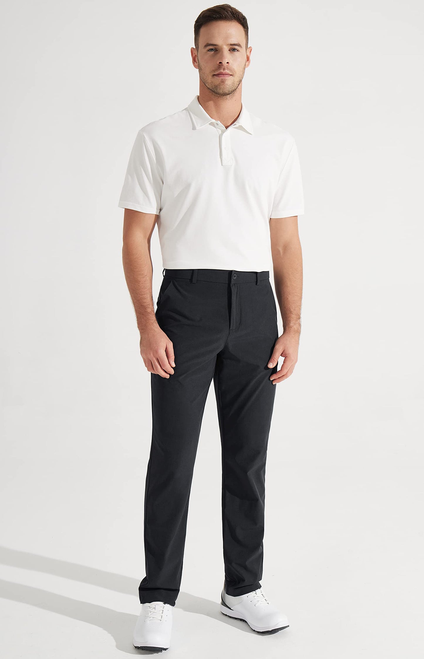 Libin Mens Golf Pants Classic Fit Stretch Work Dress Pants 32" Quick Dry Lightweight Business Casual Trousers Comfort Water Resistant, Black, 32W x 32L