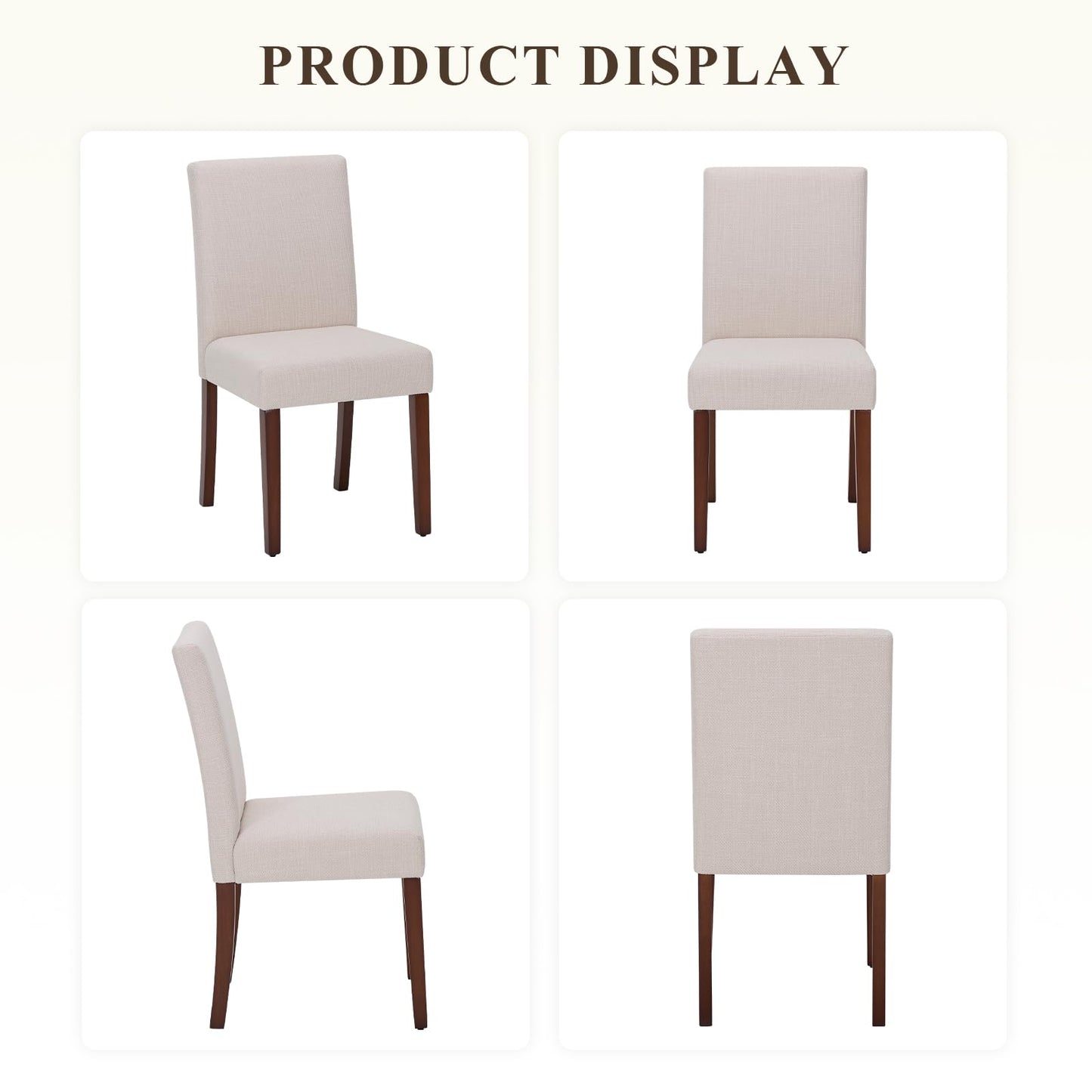 MALOL Upholstered Dining Chairs Set of 4, Fabric Dining Room Chairs, Modern Wooden Dining Chair, Kitchen Side Chairs, Farmhouse Dinner Chair with High Back for Kitchen, Beige