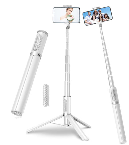 TONEOF 68" Magnetic Selfie Stick Tripod with Aluminum Strong Magnetic Holder for Magsafe, 360° Rotatable Travel Phone Tripod Stand with Metal Ring & Rechargeable Remote for iPhone/Android(Beige Gray)