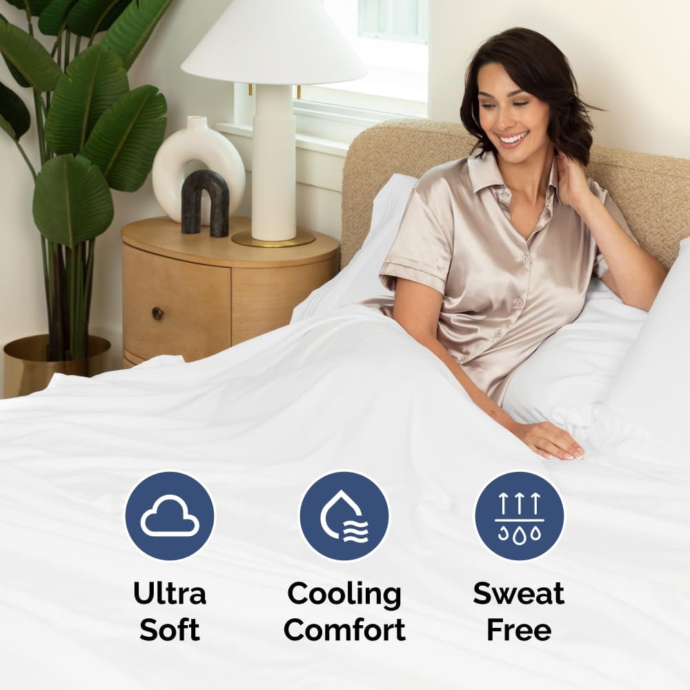 White 4-Piece Queen Sheet Set by [Brand Name] - Luxurious Bedding with Deep Pockets & Soft Pillowcases