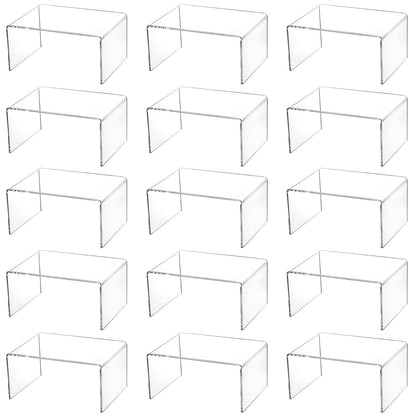 Hedume 16 Pack Clear Acrylic Display Risers, 4.4" x 3.2" x 2.2" Display Stand for Figures, Buffets, Dessert, Cupcakes, Candy, Jewelry and Collectibles