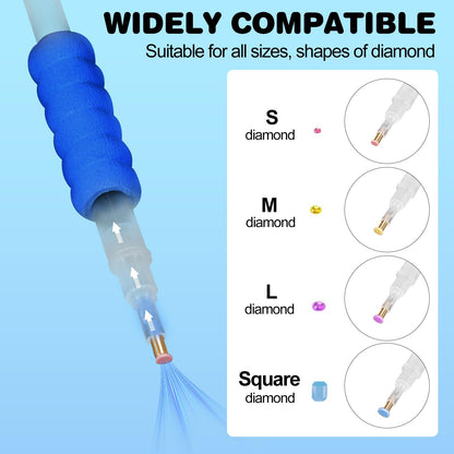 BAOOOHEE Electric Diamond Painting Pen-Vacuum Diamond Painting Pen,40PCS Diamond Painting Accessories Tools-Adult Diamond Painting Kit for Inlaying AB Grade Gemstones, No Wax Required(Blue)