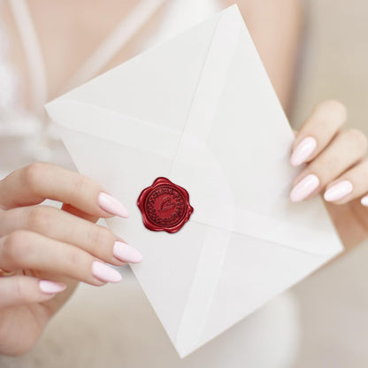 Whaline 50Pcs Valentine's Day Embossed Wax Seal Stickers Wine Red Heart Pattern Envelope Seal Decals Self-Adhesive Stamp Sticker for Wedding Invitations Greeting Cards Supplies DIY Craft, 1.2 Inch