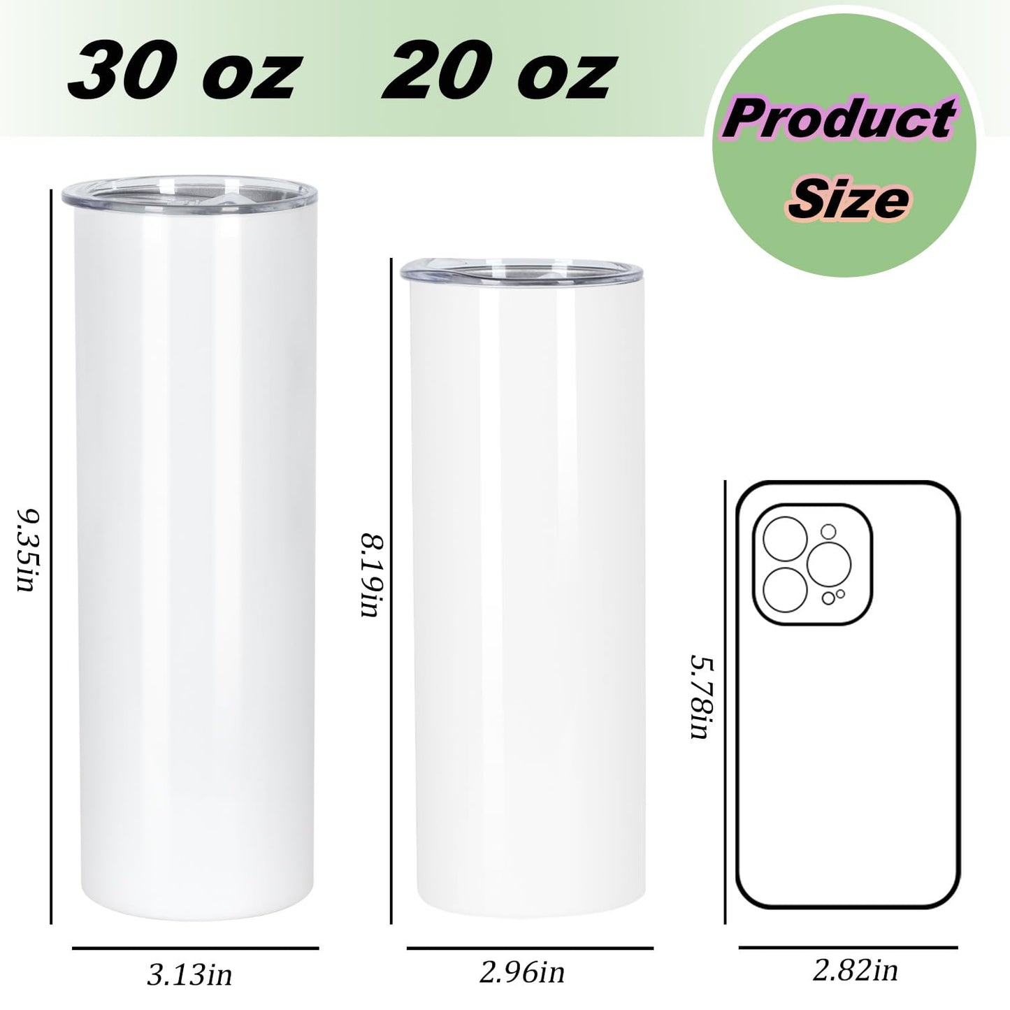 Muwnrol 30 Oz Sublimation Tumblers Bulk, Sublimation Tumbler Stainless Steel Double Wall Vacuum Insulation Cups with Straw, Individually Box (24 Pack)