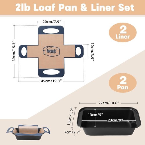 Loaf Pan Set by [Brand Name] - Nonstick 9 x 5 Inch Bread Pans with Liners for Easy Baking | Perfect for Sourdough & Banana Bread