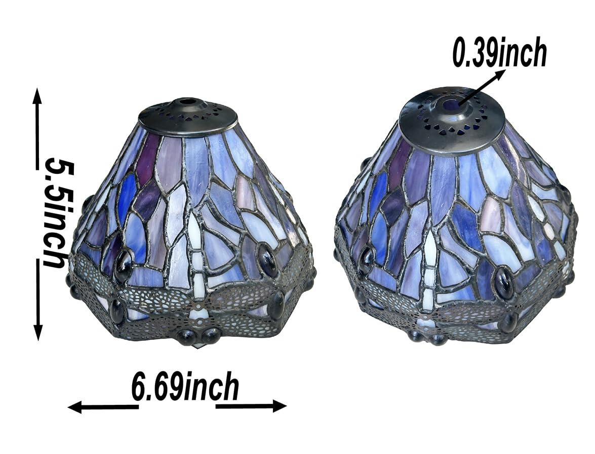 DUONAYU Stained glass Dragonfly replacement lampshade.DYM9019 (Green)