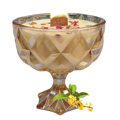Joo Sko Diamond Bowl Shape Soy Wax Osmanthus Scented Candle, Aromatherapy Jar Candles for Home Scented or As a Christmas Holiday Candle Gift for Your Lover(8.2OZ/60Hours Burning)