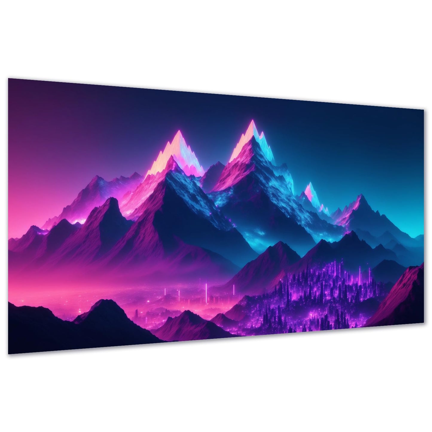 DDGEMART 5D Neon Mountain Diamond Painting Kit - Full Drill Round Beads DIY Landscape Diamond Art Canvas for Adults, Fantasy Wall Decor 28x16 Inch